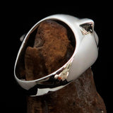 Excellent crafted Sterling Silver Men's Ring vicious Panther red CZ Eyes - BikeRing4u