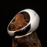 Perfectly crafted Men's Gamer Ring Radioactive Symbol Blue - Sterling Silver - BikeRing4u