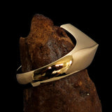 Men's Brass Biker Ring Diamond shaped 1% Percent Outlaw Symbol Red - BikeRing4u