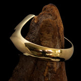 Men's Brass Biker Ring Diamond shaped 1% Percent Outlaw Symbol Red - BikeRing4u