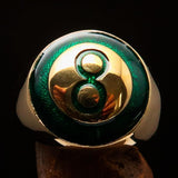 Nicely crafted domed Men's Number Ring Green 8 Eight- Solid Brass - BikeRing4u