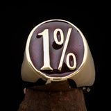 Nicely crafted Men's Outlaw Ring oval 1% Percent Symbol Red - BikeRing4u