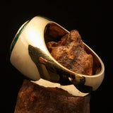 Nicely crafted domed Men's Number Ring Green 8 Eight- Solid Brass - BikeRing4u