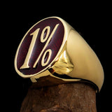 Nicely crafted Men's Outlaw Ring oval 1% Percent Symbol Red - BikeRing4u