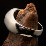 Excellent crafted domed Men's blue Hexagram Skull Ring - Sterling Silver - BikeRing4u