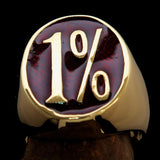 Nicely crafted Men's Outlaw Ring oval 1% Percent Symbol Red - BikeRing4u