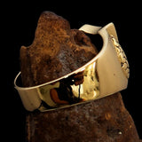 Men's Brass Shield Ring Flag of England Red Cross on Red - BikeRing4u