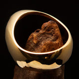 Nicely crafted domed Men's Buddhist Ring Green Aum Symbol - Solid Brass - BikeRing4u