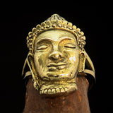 Excellent crafted Brass Buddha Ring ancient Phra Phrom Cambodia - BikeRing4u