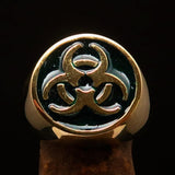 Nicely crafted Men's Bio Hazard Ring green Toxic Waste Symbol - Solid Brass - BikeRing4u