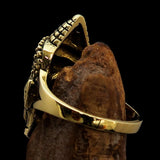 Excellent crafted Brass Buddha Ring ancient Phra Phrom Cambodia - BikeRing4u