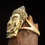 Excellent crafted Brass Buddha Ring ancient Phra Phrom Cambodia - BikeRing4u