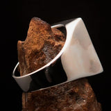 Excellent crafted Men's Chess Ring Horse Head Blue - Sterling Silver - BikeRing4u