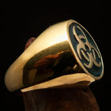 Nicely crafted Men's Bio Hazard Ring green Toxic Waste Symbol - Solid Brass - BikeRing4u
