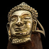 Excellent crafted Brass Buddha Ring ancient Phra Phrom Cambodia - BikeRing4u