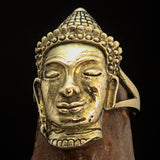 Excellent crafted Brass Buddha Ring ancient Phra Phrom Cambodia - BikeRing4u
