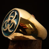 Nicely crafted Men's Bio Hazard Ring green Toxic Waste Symbol - Solid Brass - BikeRing4u