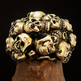 Men's Brass Costume Biker Ring 13 Skulls Graveyard Party - BikeRing4u