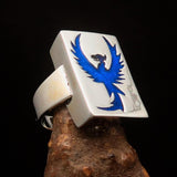 Excellent crafted Men's Ring Blue Phoenix - Sterling Silver - BikeRing4u