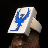 Excellent crafted Men's Ring Blue Phoenix - Sterling Silver - BikeRing4u