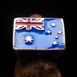 Perfectly crafted Men's Ring Flag of Australia - Sterling Silver - BikeRing4u