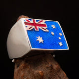Perfectly crafted Men's Ring Flag of Australia - Sterling Silver - BikeRing4u