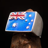 Perfectly crafted Men's Ring Flag of Australia - Sterling Silver - BikeRing4u