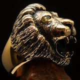Excellent crafted Men's Animal Ring Male Lion Yellow CZ Eyes - Solid Brass - BikeRing4u
