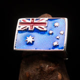 Perfectly crafted Men's Ring Flag of Australia - Sterling Silver - BikeRing4u