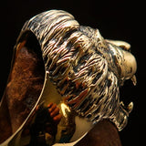 Excellent crafted Men's Animal Ring Male Lion Yellow CZ Eyes - Solid Brass - BikeRing4u