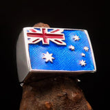 Perfectly crafted Men's Ring Flag of Australia - Sterling Silver - BikeRing4u