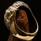Excellent crafted Men's Animal Ring Male Lion Yellow CZ Eyes - Solid Brass - BikeRing4u