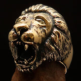 Excellent crafted Men's Animal Ring Male Lion Yellow CZ Eyes - Solid Brass - BikeRing4u