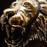 Excellent crafted Men's Animal Ring Male Lion Yellow CZ Eyes - Solid Brass - BikeRing4u