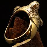 Excellent crafted Men's Animal Ring Lioness Red CZ Eyes - Solid Brass - BikeRing4u