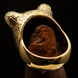 Excellent crafted Men's Animal Ring Lioness Red CZ Eyes - Solid Brass - BikeRing4u