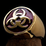 Nicely crafted Men's Bio Hazard Ring Red Toxic Waste Symbol - Solid Brass - BikeRing4u