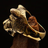 Excellent crafted Men's Animal Ring Lioness Red CZ Eyes - Solid Brass - BikeRing4u