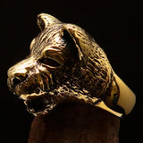 Excellent crafted Men's Animal Ring Lioness Red CZ Eyes - Solid Brass - BikeRing4u