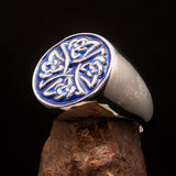 Perfectly crafted Men's Ring Celtic Birgit's Cross Blue - Sterling Silver - BikeRing4u