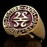 Nicely crafted Men's ancient Viking Runes Ring Red - Solid Brass - BikeRing4u