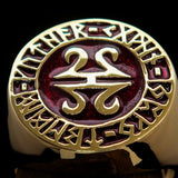 Nicely crafted Men's ancient Viking Runes Ring Red - Solid Brass - BikeRing4u