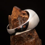 Excellent crafted Men's Biker Ring Blue Hebrew Skull - Sterling Silver - BikeRing4u