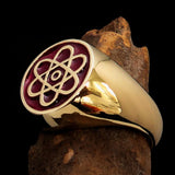 Perfectly crafted Men's Teacher Ring Atom Symbol Red - Solid Brass - BikeRing4u