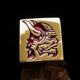 Perfectly crafted Men's Ring Viking Warrior Red - Solid Brass - BikeRing4u