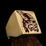 Perfectly crafted Men's Ring Viking Warrior Red - Solid Brass - BikeRing4u