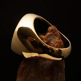 Nicely crafted Men's ancient Viking Runes Ring Green - Solid Brass - BikeRing4u