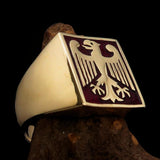Perfectly crafted Men's German Eagle Seal Ring Red - Solid Brass - BikeRing4u