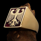 Perfectly crafted Men's German Eagle Seal Ring Red - Solid Brass - BikeRing4u