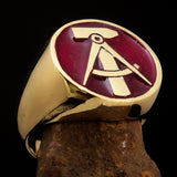 Perfectly crafted Men's GDR Socialist Ring Hammer Compasses Red - Solid Brass - BikeRing4u